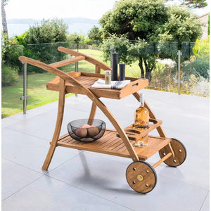 Cărucior auxiliar Hesperide Tiwi din salcâm, 78 x 56 x 105 cm