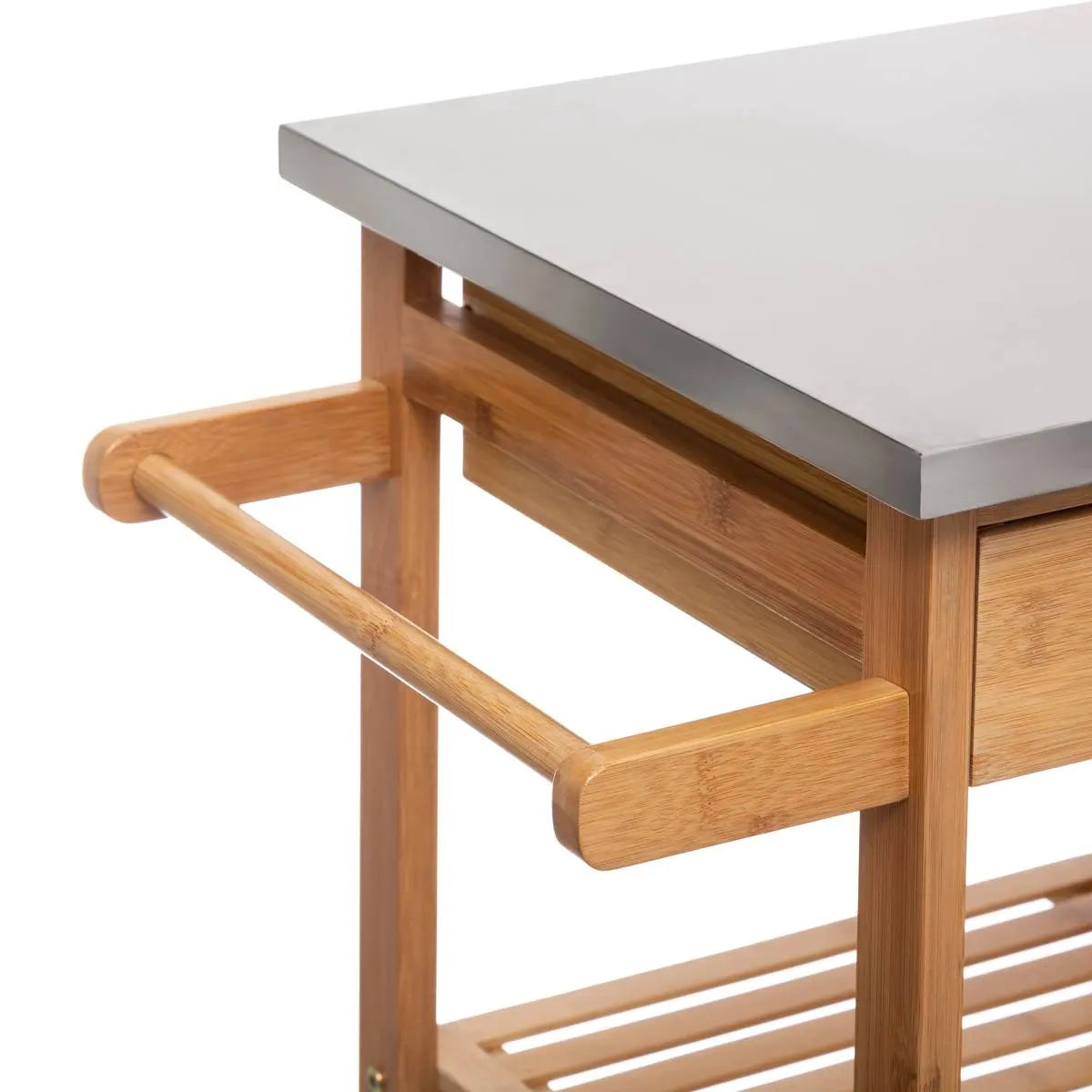 Cărucior de bucătărie 5five, mare, bambus, cu blat metalic