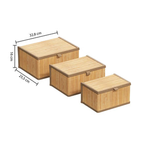 Set de 3 cutii 5five, Bambus, Dreptunghiulare
