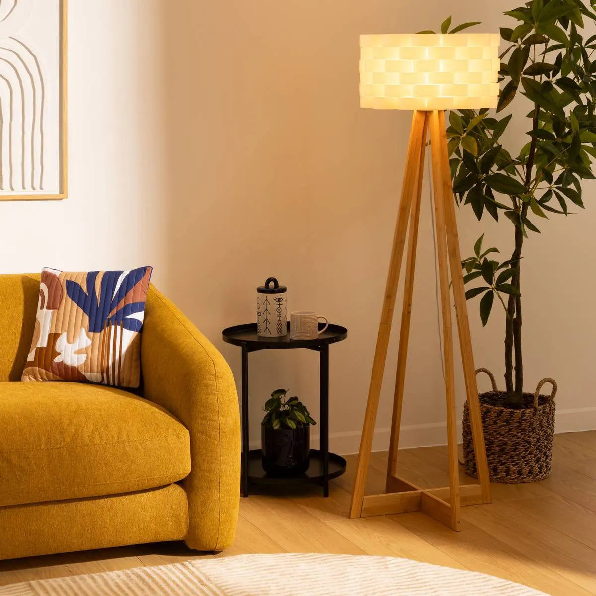 Lampă Atmosphere Moki, Bambus, Alb, 150 cm