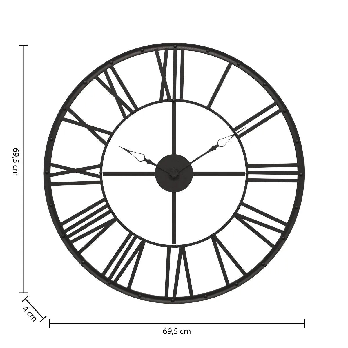 Ceas de perete Atmosphera Andras, Vintage, Ø69 cm, Metal negru