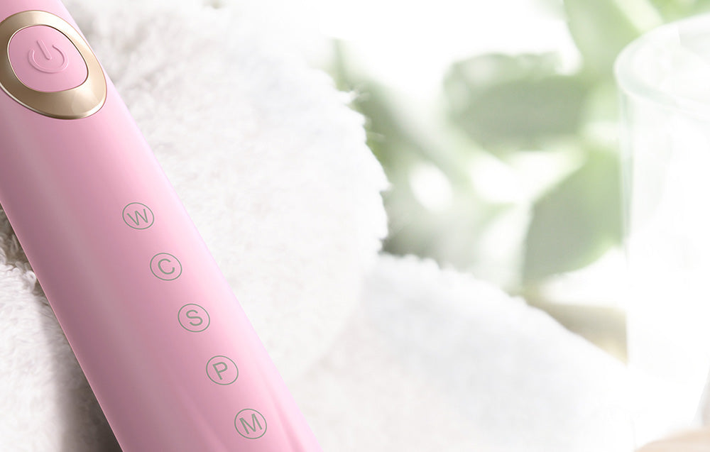 Periuță de dinți electrică cu ultrasunete FairyWill FW-508 cu 8 rezerve și husă, roz