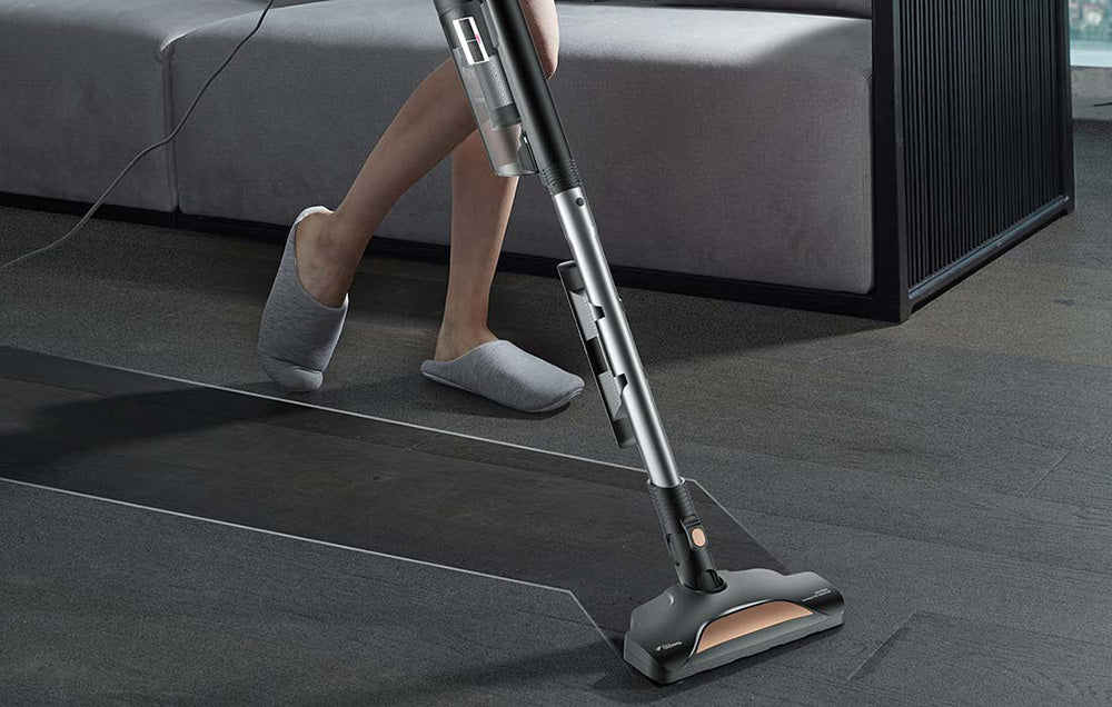 Aspirator vertical Deerma DX600, 600W, filtrare în 4 etape, 2 în 1, capacitate 0,8 l, negru