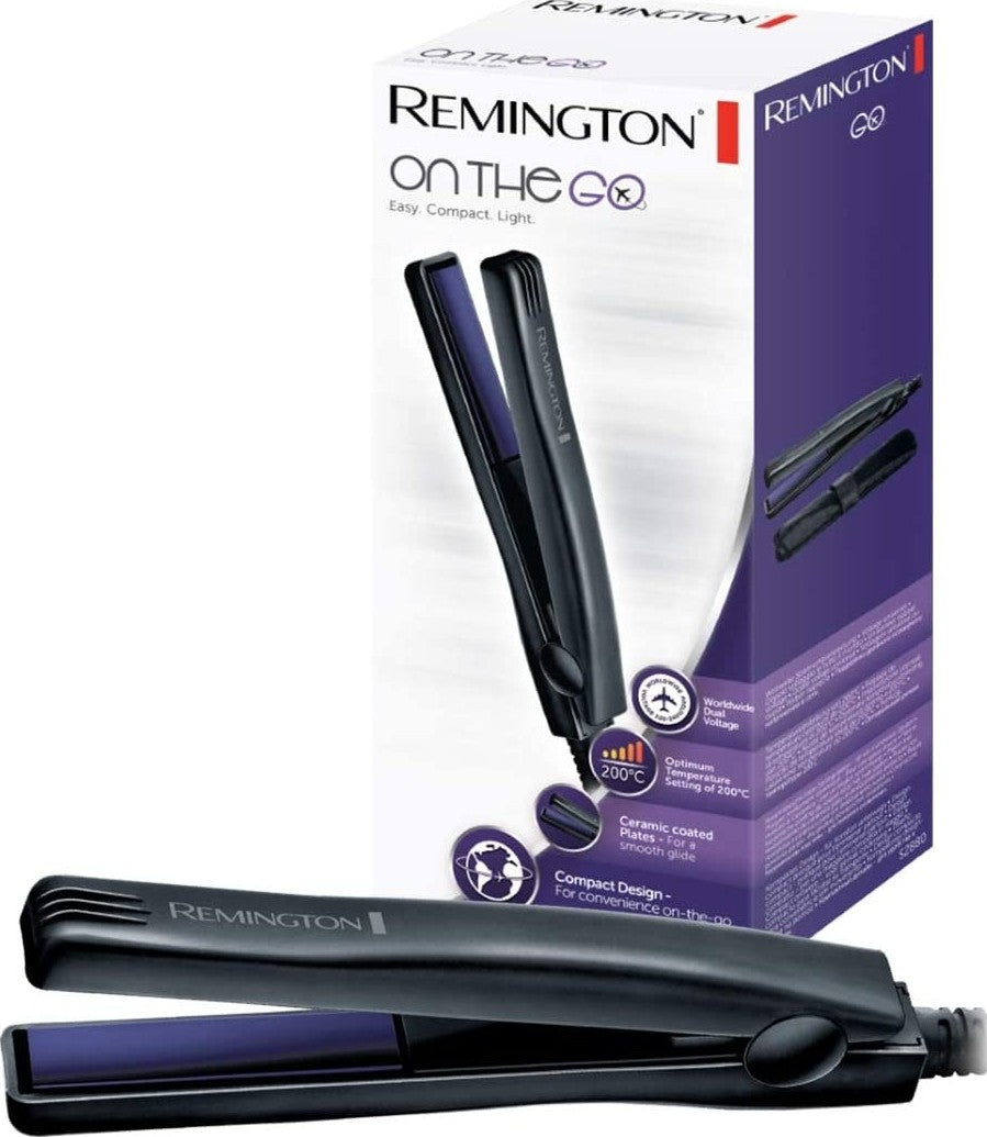 Placă de îndreptat părul Remington Straightini S2880, LCD, 200°C, înveliș ceramic, dimensiune mică, neagră