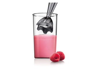 Blender pentru sos Braun MultiQuick 3035 WH, 700W, 2 viteze, Tocător 0.5 l, Pahar gradat din sticlă 0.6 l, Sârmă, Alb/Albastru