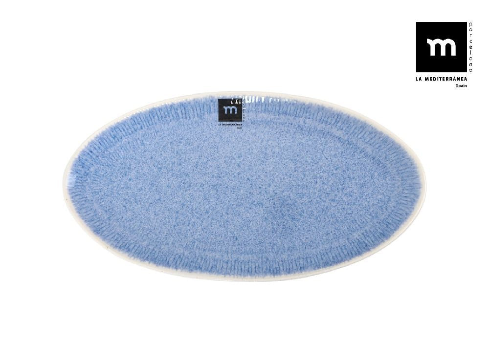 Farfurie ovala LA MEDITERRANEA Calobra Blue, 27x14 cm, portelan