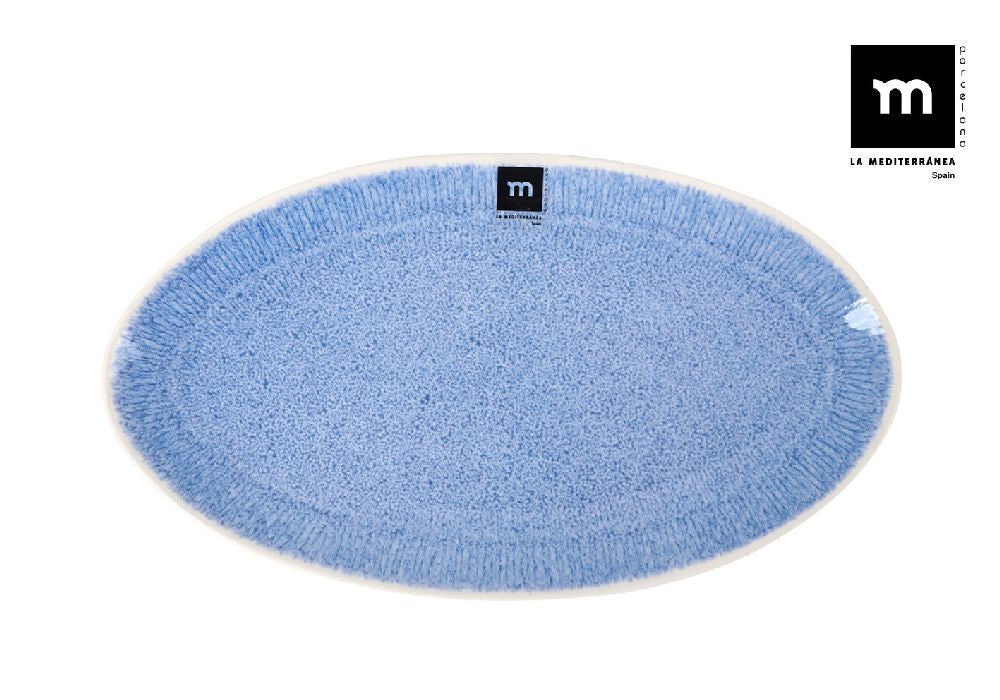 Farfurie ovala LA MEDITERRANEA Calobra Blue, 31x18 cm, portelan