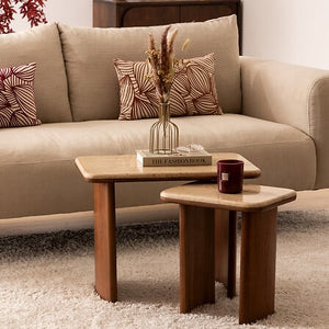 Masă laterală Atmosphera Jivan, Travertin, Salcâm, 2 buc.