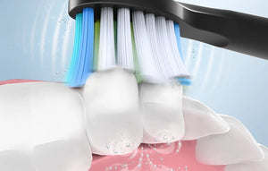 Periuță de dinți electrică cu ultrasunete FairyWill FW-E11 cu 8 accesorii și husă, Neagră