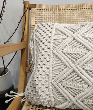 Pernă decorativă Atmosphera Macrame, 30x50 cm, Ivory
