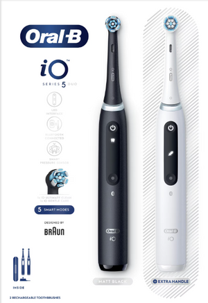 Periuță de dinți electrică Oral-B iO 5 41512, cu a doua duză, alb-negru