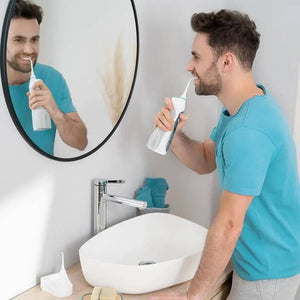 Irigator dentar Panasonic EW1411H845, Baterie, Curățare pungă parodontală, Alb/Argintiu