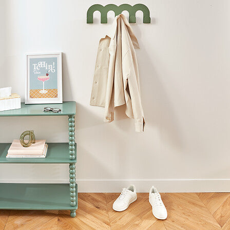 Suport de perete Atmosphera Callista, 5 cârlige, Metal, Verde, 50 cm