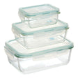 Set of 3 Clipeat large rectangular glass containers