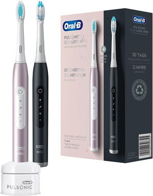 Set de două periuțe de dinți Oral-B Pulsonic Slim Luxe 4900 396345, roz și negru