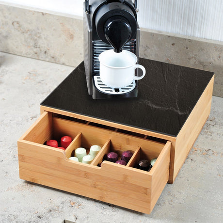 Organizator de capsule de cafea 5Five, bambus și sticlă