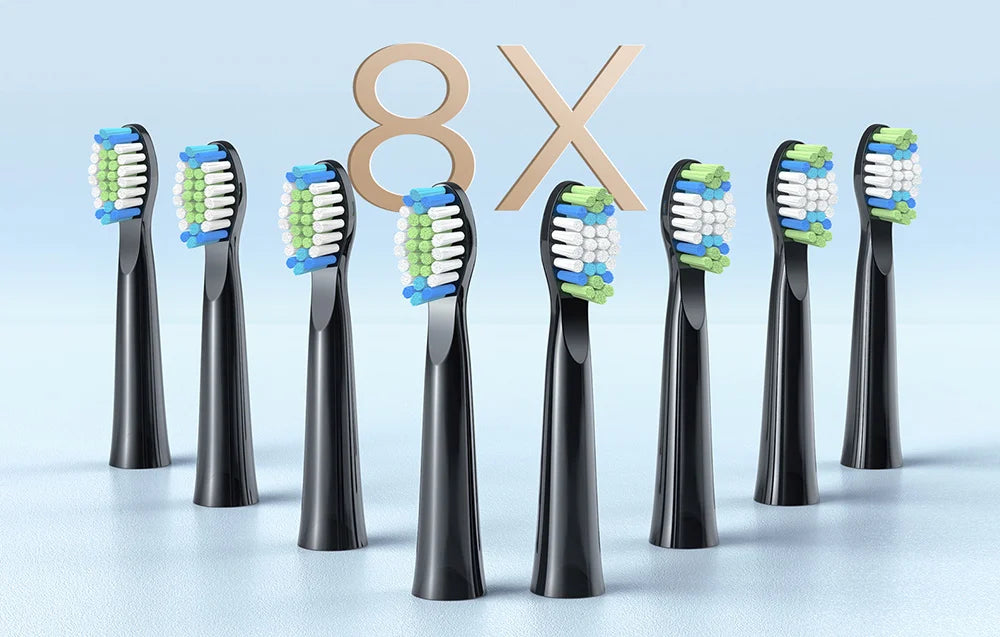 Periuță de dinți electrică cu ultrasunete FairyWill FW-E11 cu 8 accesorii și husă, Neagră