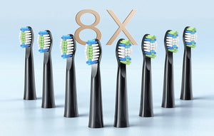 Periuță de dinți electrică cu ultrasunete FairyWill FW-E11 cu 8 accesorii și husă, Neagră