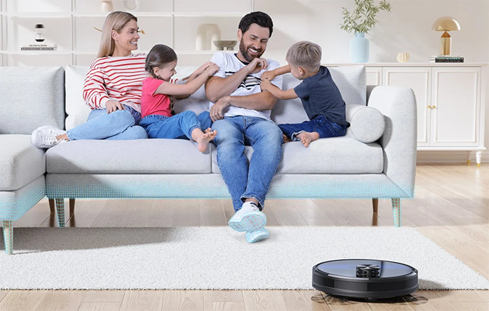 Aspirator robot cu stație Lubluelu SL60 Plus, 42 W, Mop, Navigație LiDAR, 2600 mAh, Negru,