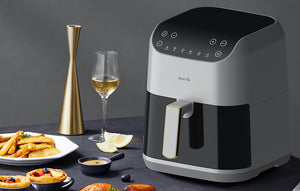 Friteuză cu aer cald Deerma DEM-KZ130W, 1300W, Capacitate 5,5 l, până la 200°C, 6 programe, Negru
