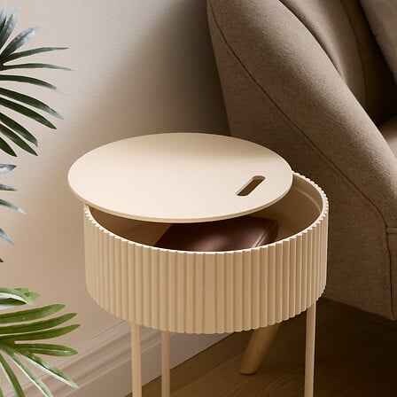 Masă de cafea cu spațiu de depozitare Juna, bej, MDF, 33 cm