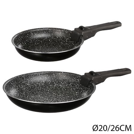 Комплект 2 тигана Five AMOVIBLE със сменяеми дръжки, Алуминий, 20/26 cm, Черни