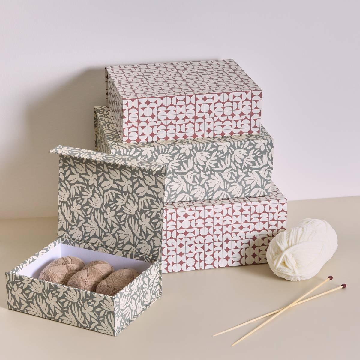 Комплект 4 кутии с магнитно затваряне 5five Magnetbox Floréa, Картон, Многоцветни