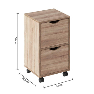 Нощно шкафче с 2 чекмеджета и колелца 5five, Бежово, 56 cm