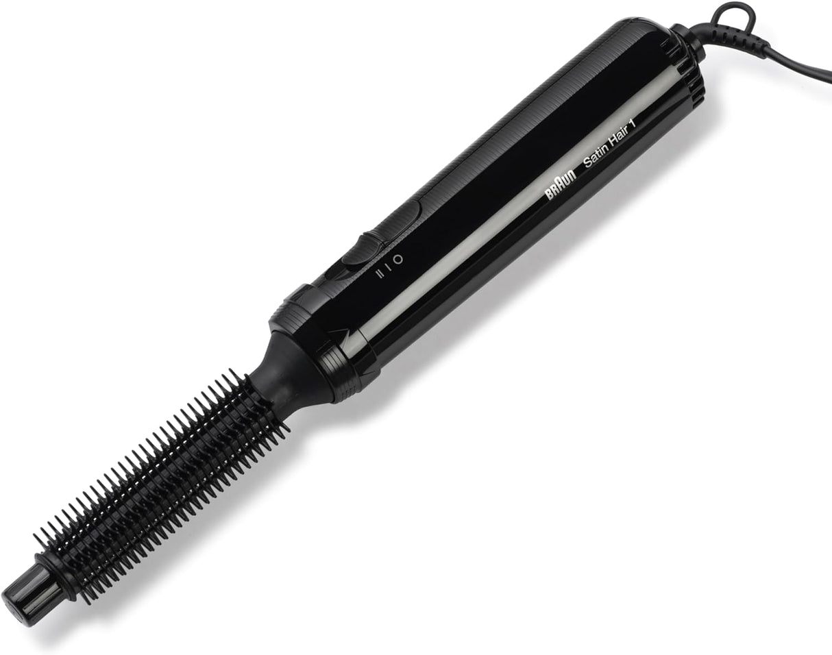 Perie de păr cu aer cald Braun Satin-Hair 1 AS 110, 200 W, 2 viteze, perie 18 mm, neagră
