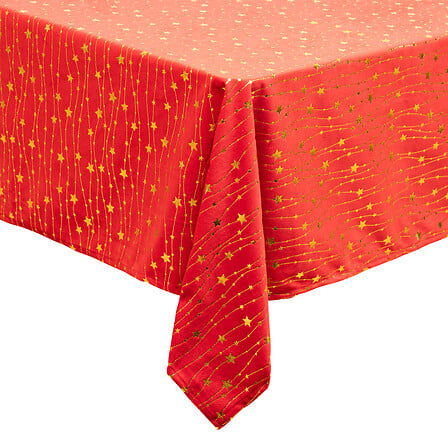 Velvet tablecloth with star pattern 140 x 360 cm, red