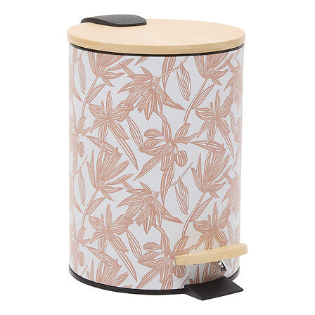 Кош за отпадъци 5five Bloom, Метал и бамбук, 3L, Розов
