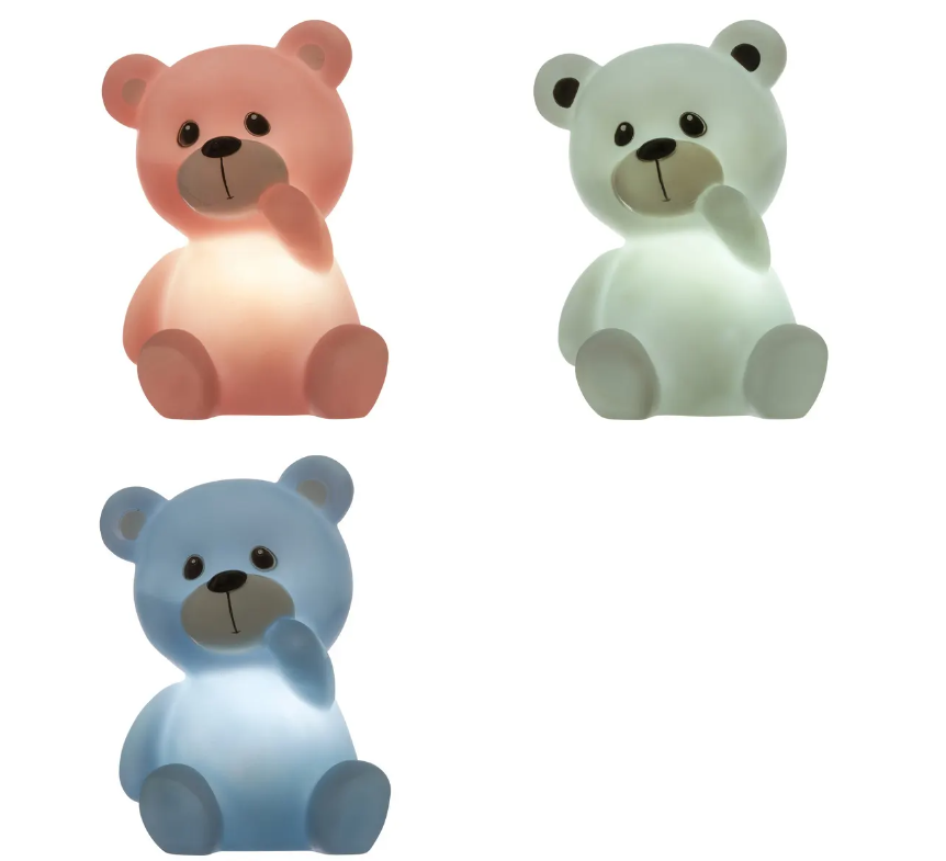 Lampă de noapte pentru copii Atmosphera, ursuleț de pluș, baterii incluse, 14 cm