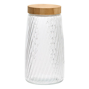 Буркан с капак 5five Striva, Стъкло и бамбук, 2.1L, Прозрачен