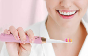 Set de periuțe de dinți electrice cu ultrasunete FairyWill FW-508 cu 8 capete de periuță și husă, negru/roz