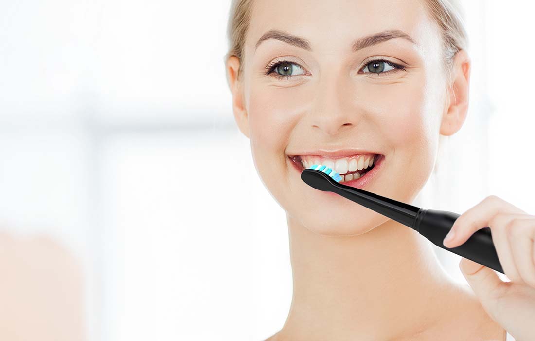 Set periuță de dinți cu ultrasunete FairyWill FW-507+FW-5020E și ață dentară, negru