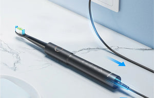 Periuță de dinți electrică cu ultrasunete FairyWill FW-E11 cu 8 accesorii și husă, Neagră