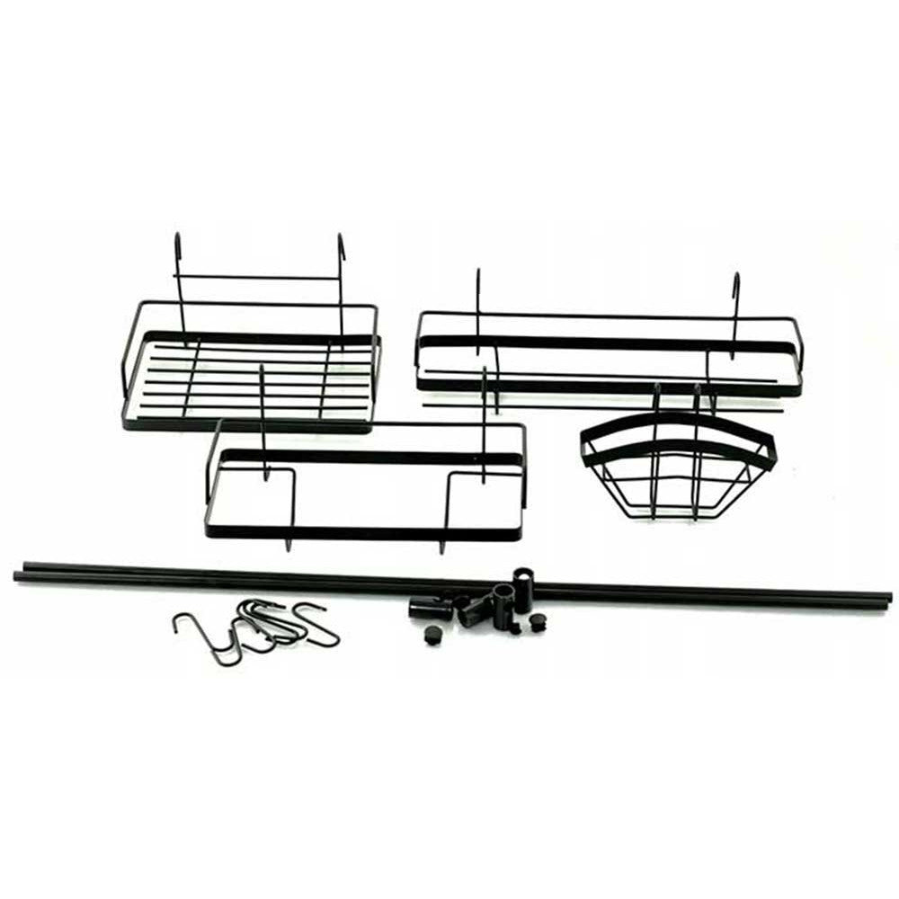 Organizator de bucătărie de perete KingHoff 1498, tip șină, 16 piese, oțel, negru