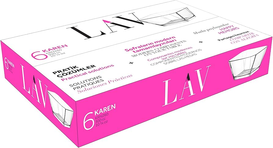 Bol de sticlă LAV Karen, 300 ml, 6 bucăți