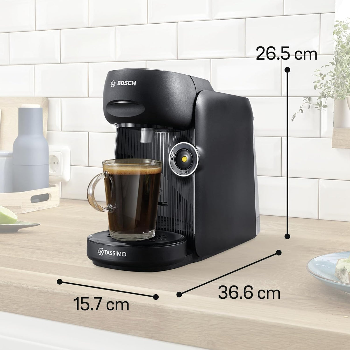 Espressor Bosch Tassimo Finesse TAS162E, 1400 W, 3,3 bari, 0,7 l, Intensity Boost, Autocurățare și decalcifiere, Capsule, Negru