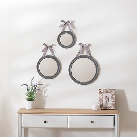 Set de oglinzi cu panglică Atmosphera Alexia, 3 buc, gri