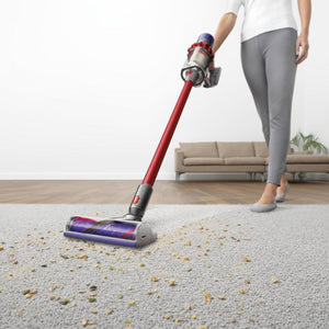 Aspirator vertical Dyson V10 Origin 39446401, 525W, 0.76 l, Autonomie până la 60 min, Gri/Roșu