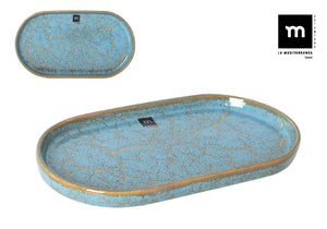 Farfurie ovală LA MEDITERRANEA Albastru zgâriat, Porțelan