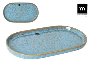 Farfurie ovală LA MEDITERRANEA Albastru zgâriat, Porțelan