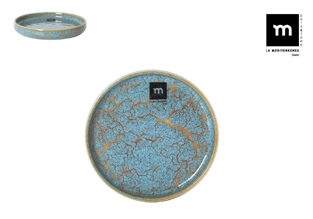 Farfurie desert LA MEDITERRANEA Albastru Scratch, 14x2 cm, porțelan