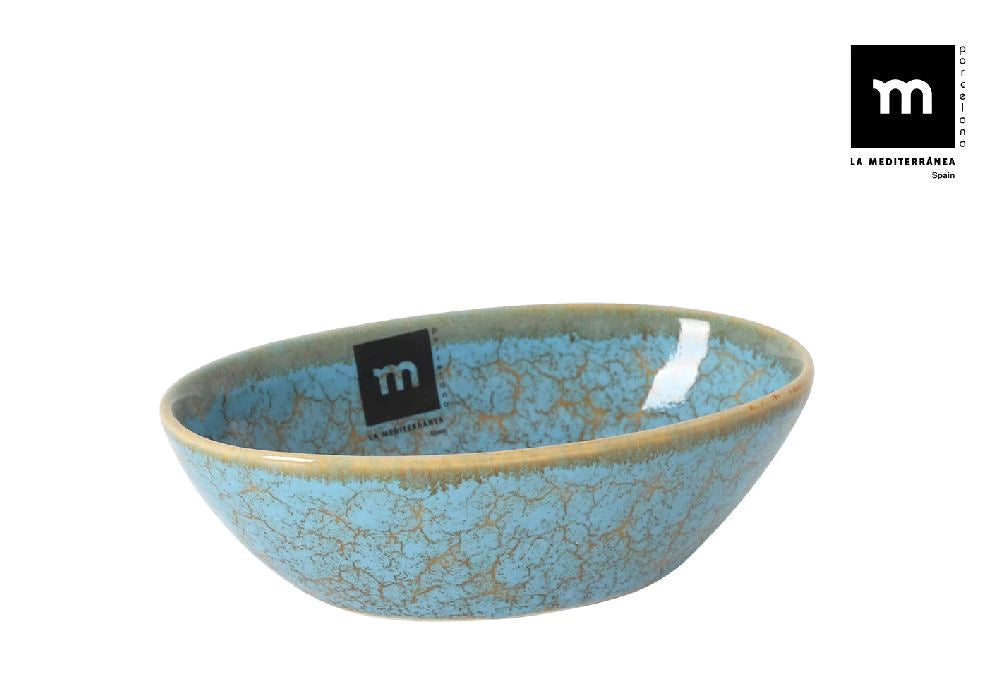 Bol oval LA MEDITERRANEA Albastru Scratch, 14x9x4 cm, Porțelan