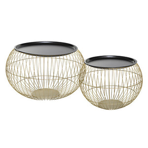 Masă de cafea Atmosphera Alya, Metal, Auriu, 2 bucăți