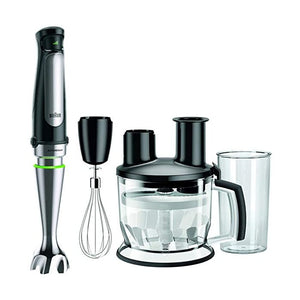 Blender Braun MultiQuick 7075X, 1000 W, Cană gradată 0,6 l, Tocător, Tel pentru ouă, Răzătoare, Viteză reglabilă, Negru