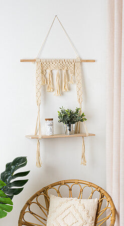 Raft de perete Atmosphere, Macrame și MDF, 60x20x80 cm