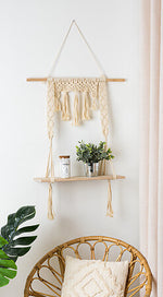 Raft de perete Atmosphere, Macrame și MDF, 60x20x80 cm