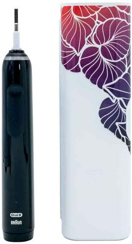 Periuță de dinți electrică Oral-B Pro 3 3500, ediție cu design floral, neagră